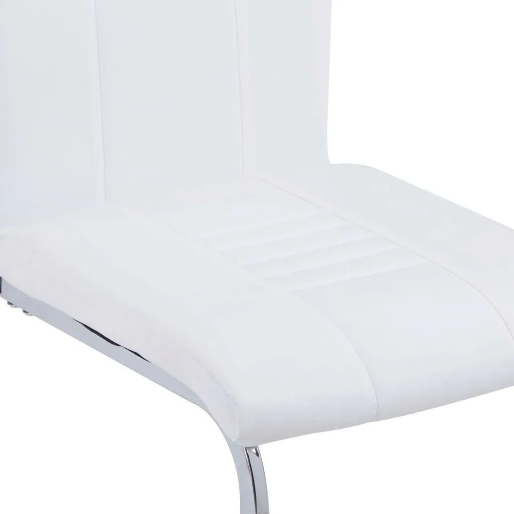 Cadeiras de jantar cantilever 2 pcs couro artificial branco