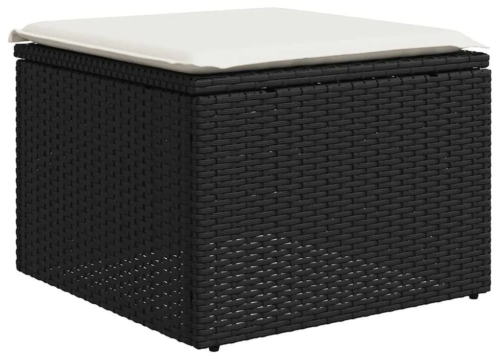 8 pcs conjunto sofás de jardim com almofadões vime PE preto