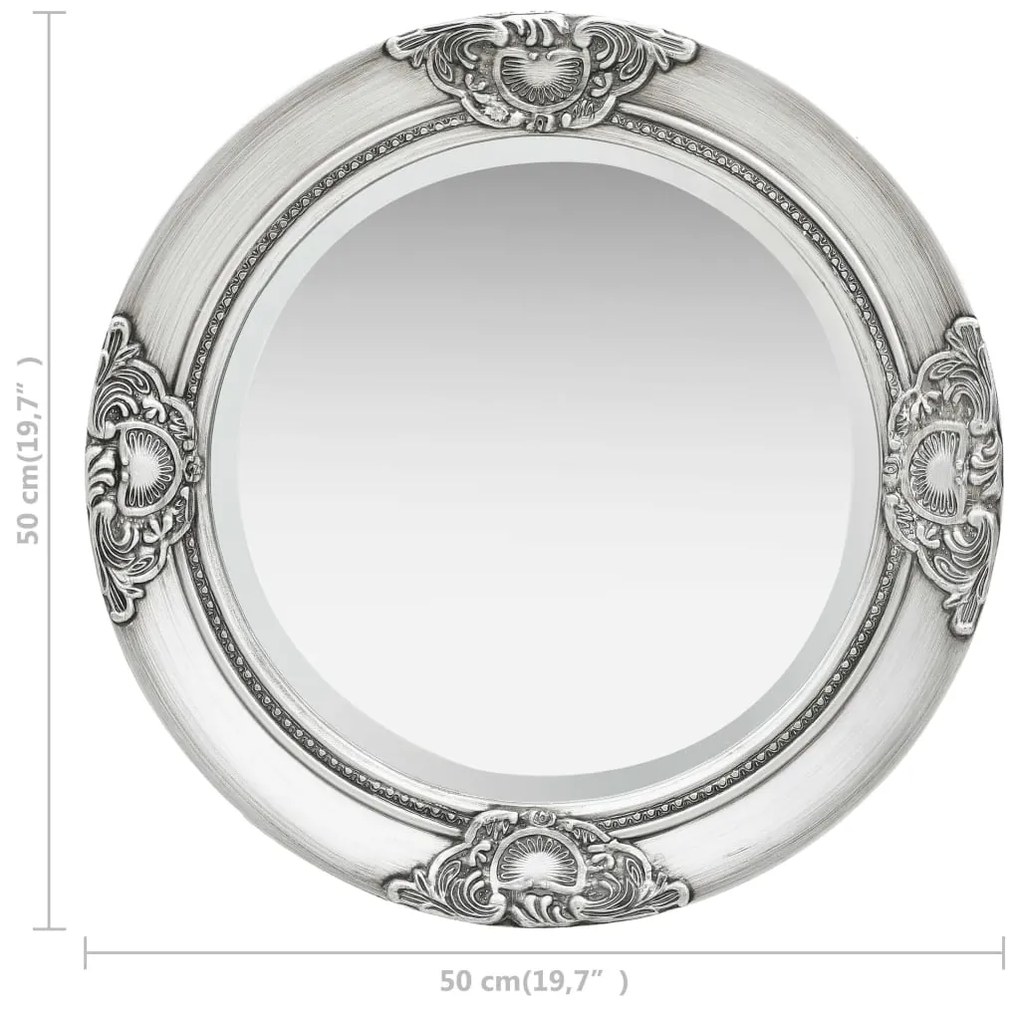 Espelho de parede estilo barroco 50 cm prateado