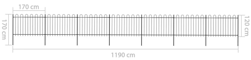 Cerca de jardim com topo em aros 11,9x1,2 aço preto