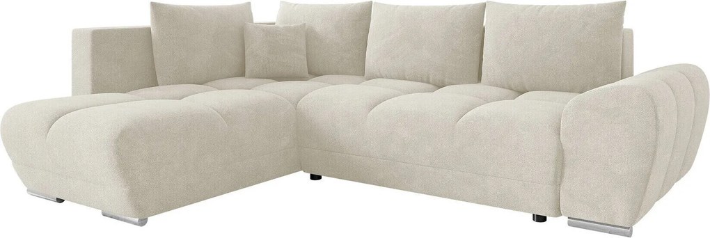 Sofá de canto Camden 107, Cama com arrumação, 290x183x85cm, 157 kg, Pernas: Plástico