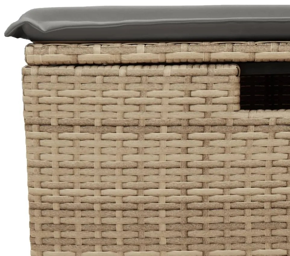 4 pcs conjunto de sofás para jardim c/ almofadões vime PE bege