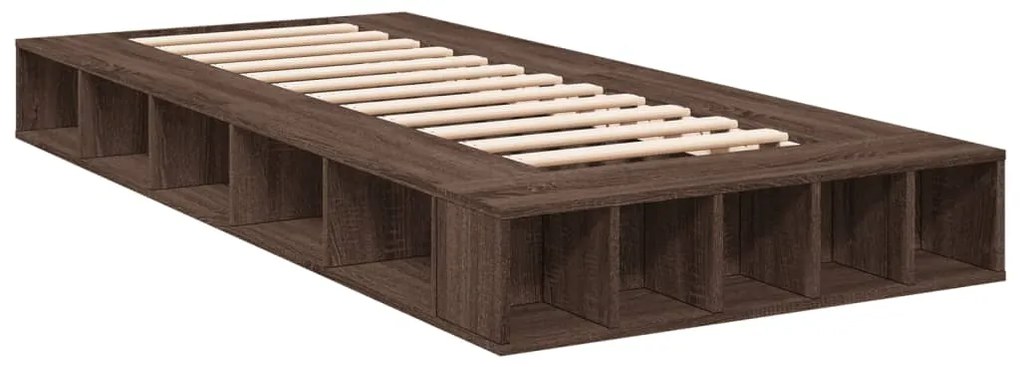 Estrutura de cama 75x190 cm derivados madeira carvalho castanho