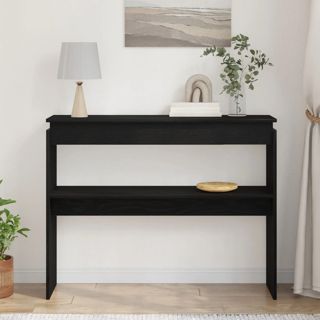 Mesa de Consola vidaXL em Madeira de Carvalho Preta 80x30x102 cm