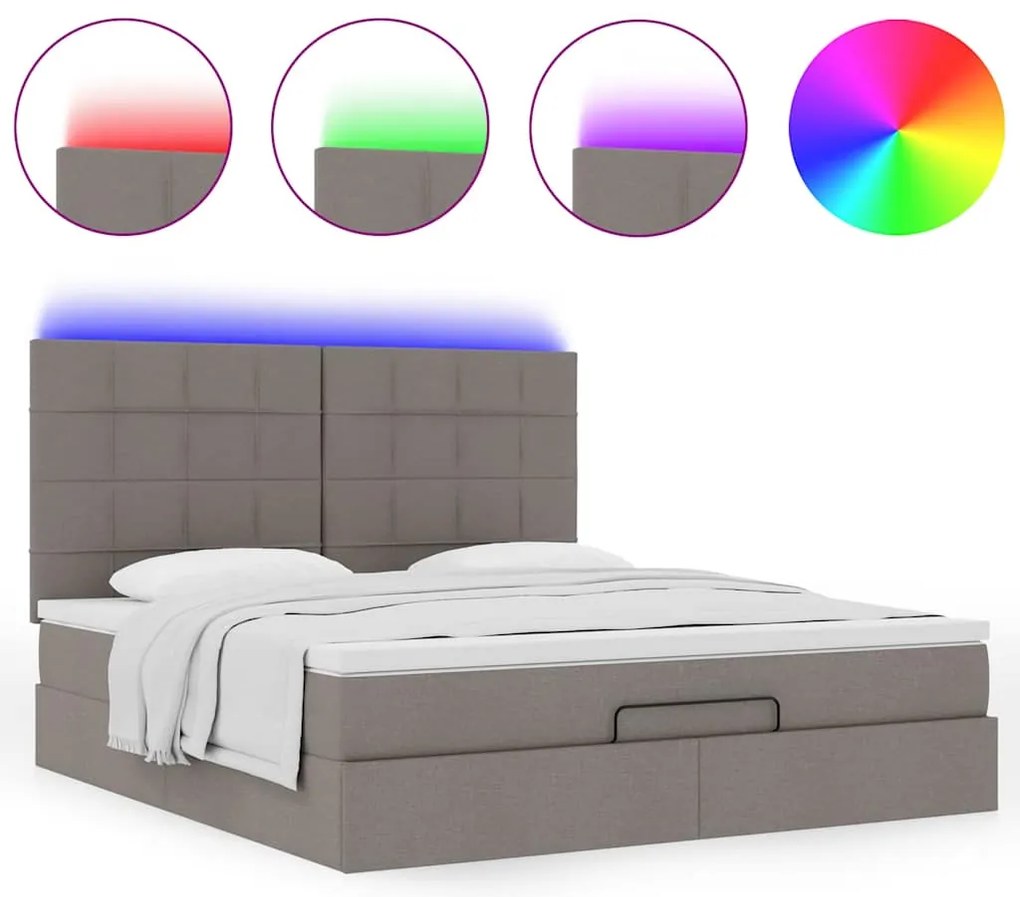 Estrutura de cama otomana com colchão tecido cinzento 160x200cm