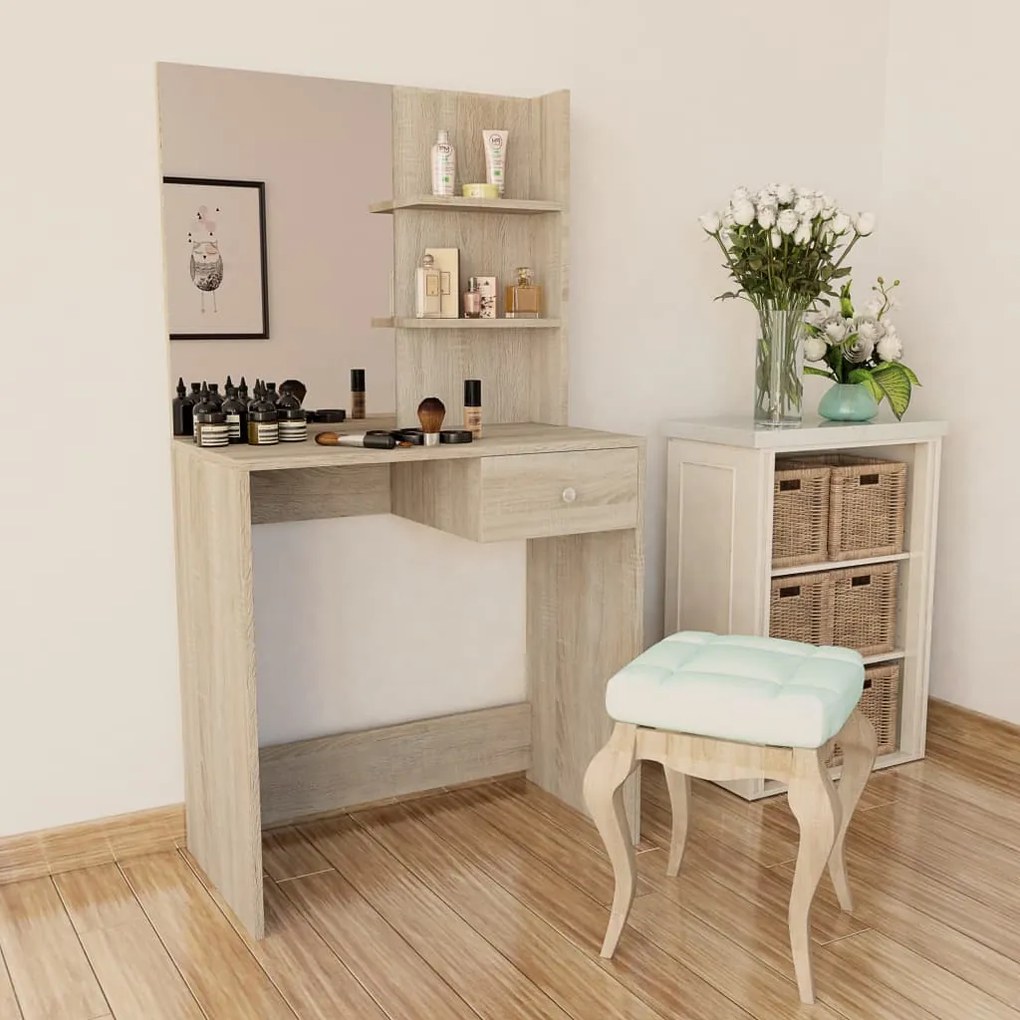 244862 vidaXL Toucador em aglomerado 75x40x141 cm carvalho