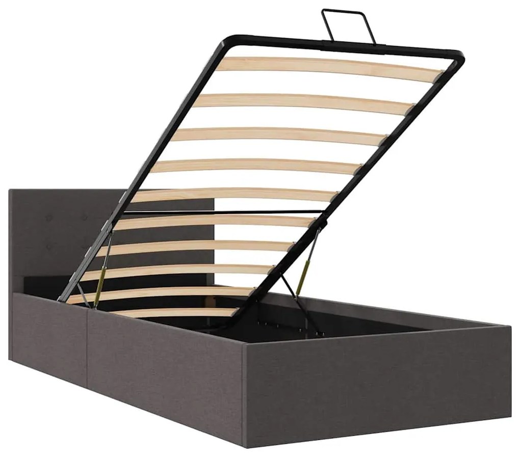 Cama hidráulica c/ arrumação 100x200cm tecido cinza-escuro