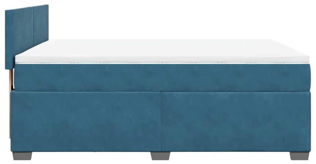 Cama com molas/colchão 160x200 cm veludo azul