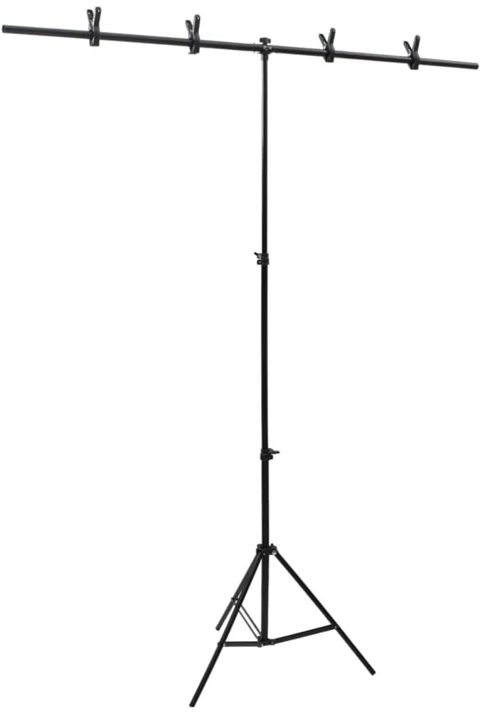 190252 vidaXL Suporte de fundo em forma de T 151x60x(70-200) cm preto