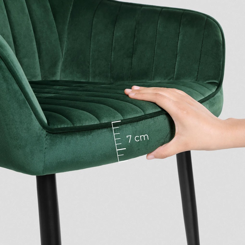 Conjunto de 6 cadeiras de jantar com capa de veludo verde