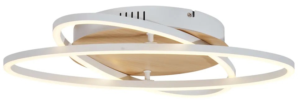 Plafon Branco com Madeira Incl. LED Regulável em 3 Níveis 2-Luzes - Kane Moderno