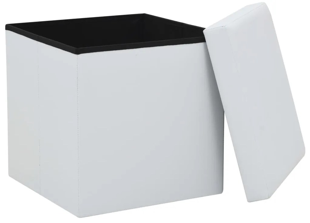 Bancos de arrumação dobráveis 2 pcs couro artificial branco