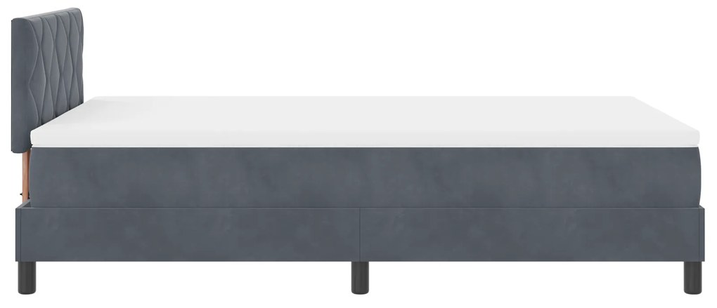 Cama Box Spring com Colchão Cinza Escuro 120x200 cm Veludo