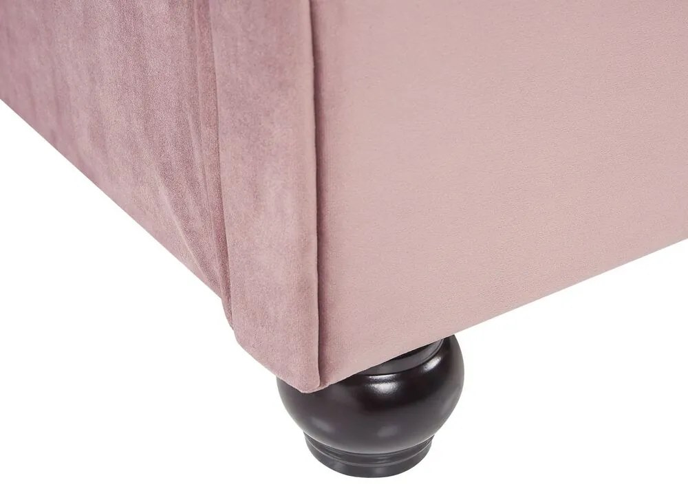 Cama de casal de água em veludo rosa 140 x 200 cm AVALLON Beliani