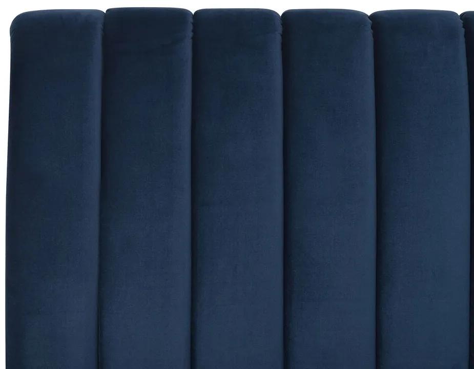 Cama de casal em veludo azul marinho 160 x 200 cm MARVILLE Beliani