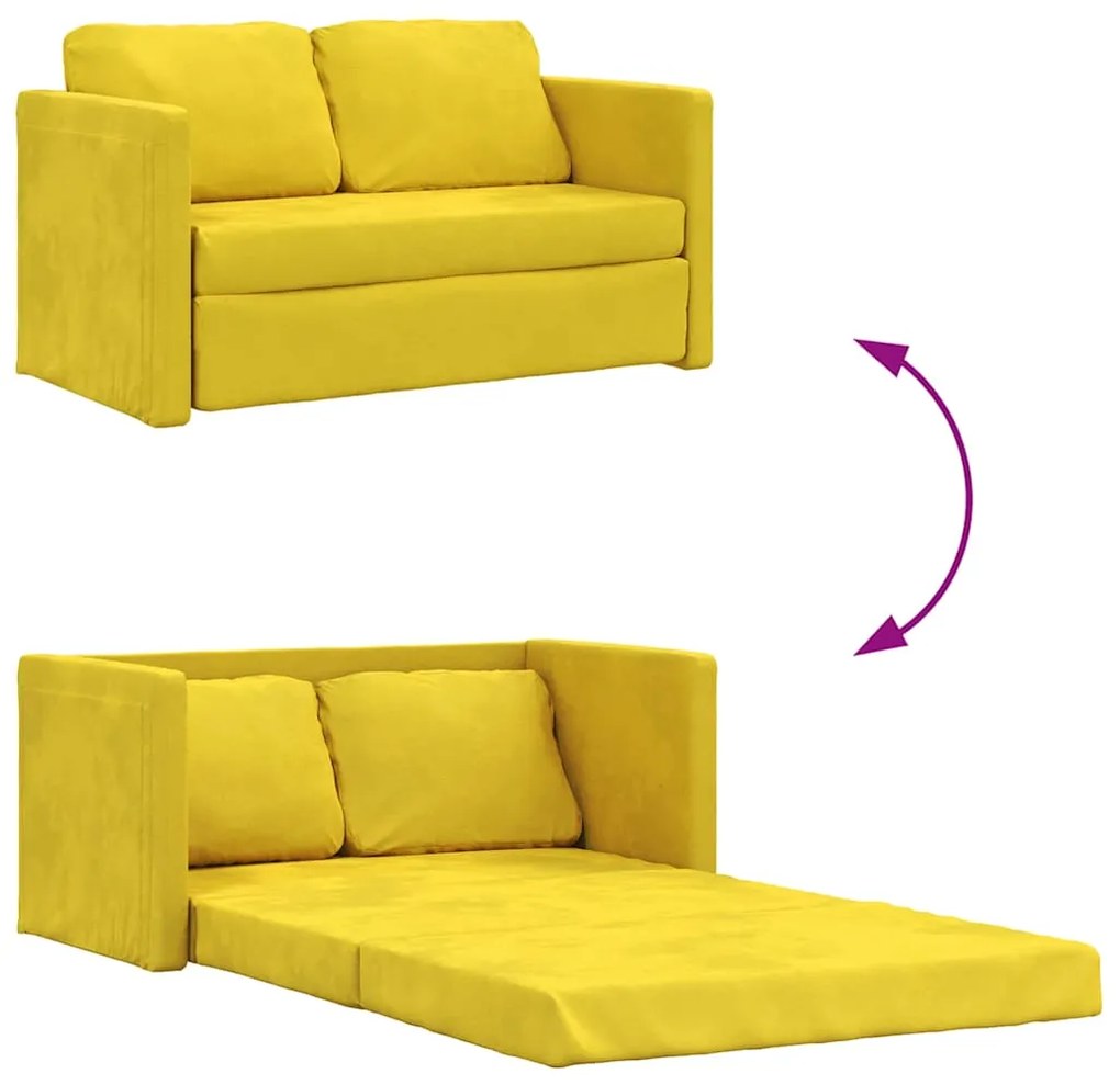 Sofá-cama sem pés 122x204x55 cm veludo amarelo-escuro