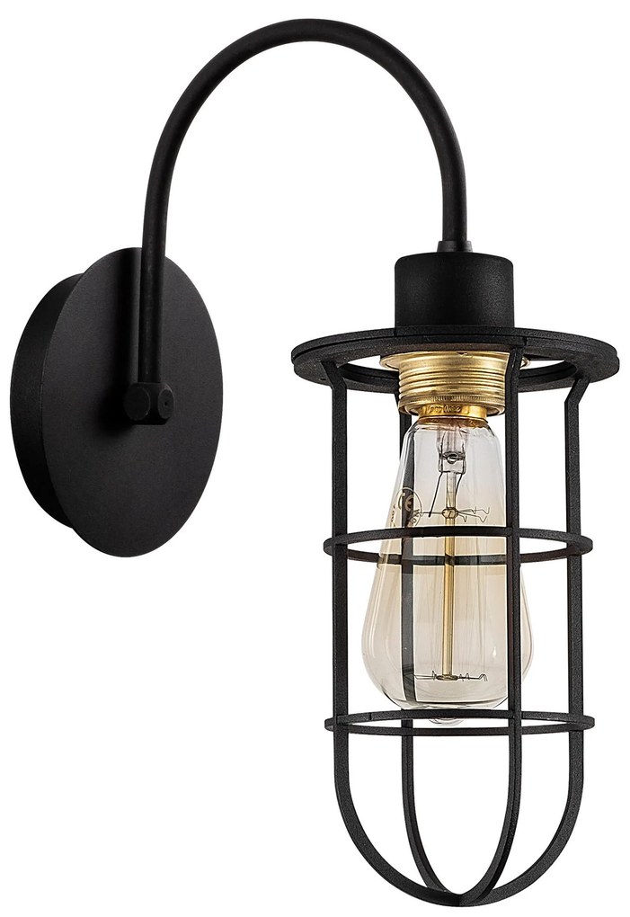 Candeeiro de Parede Kimil – Preto e Dourado – 12 cm x 33 cm