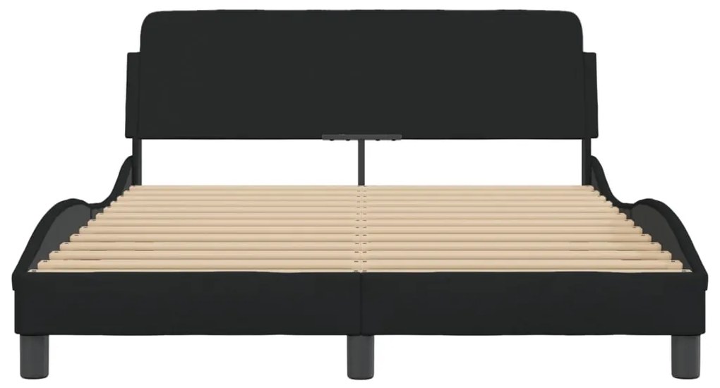 Estrutura de cama sem colchão 140x190 cm tecido preto