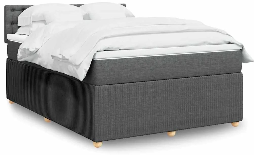 vidaXL Cama com molas/colchão 140x190 cm tecido cinzento-escuro