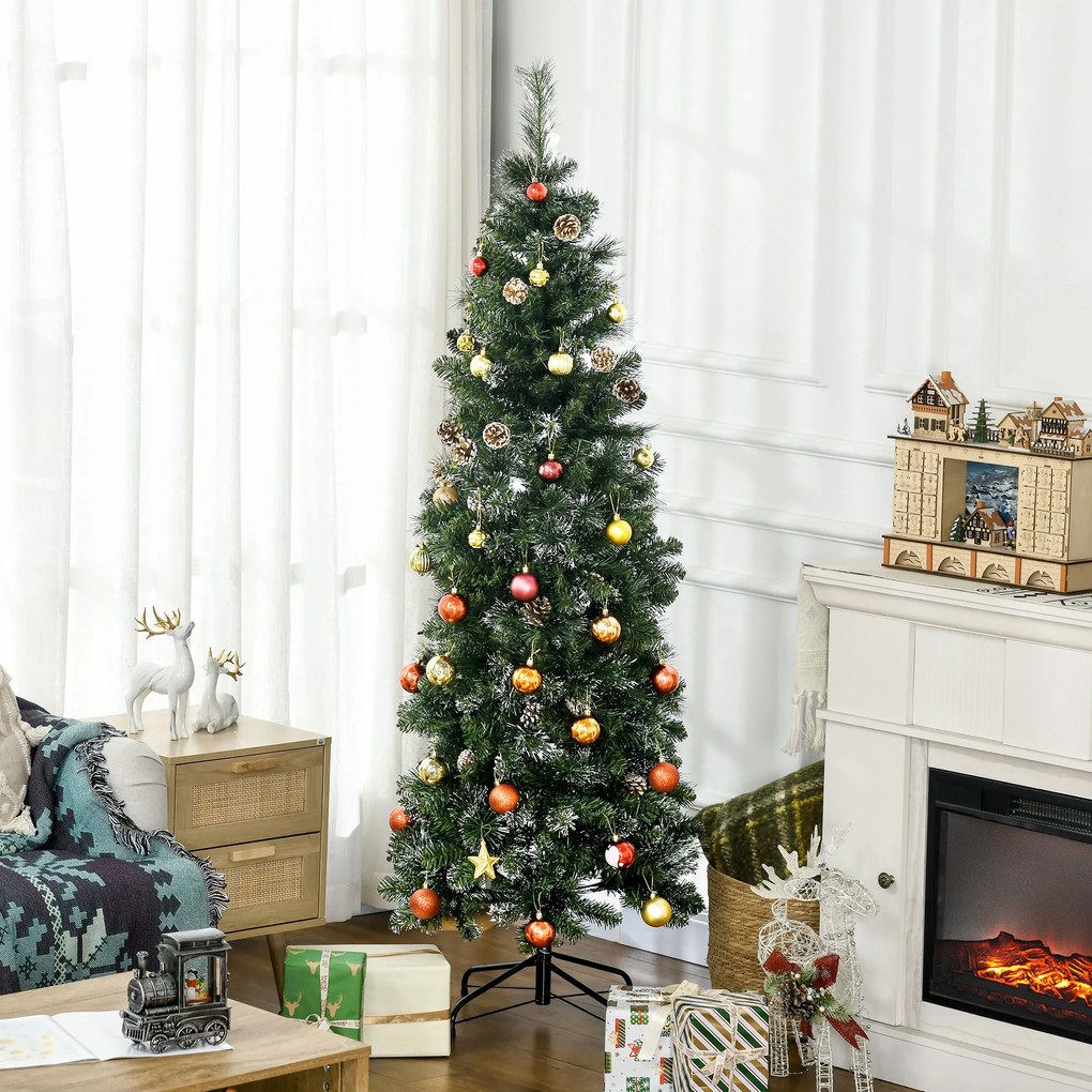 Árvore de Natal artificial com 618 ramos cobertos de neve, suporte em aço, com base dobrável em aço