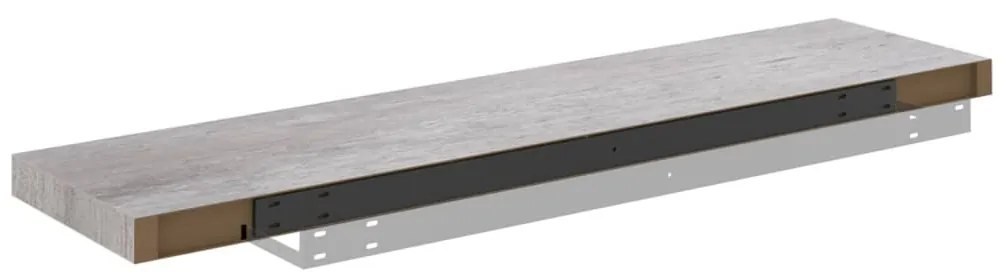 Prateleira de parede suspensa 90x23,5x3,8 cm MDF cinza cimento