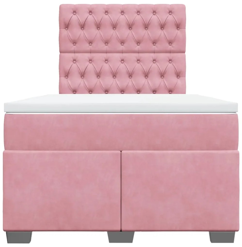 Cama boxspring com colchão 120x200 cm veludo rosa