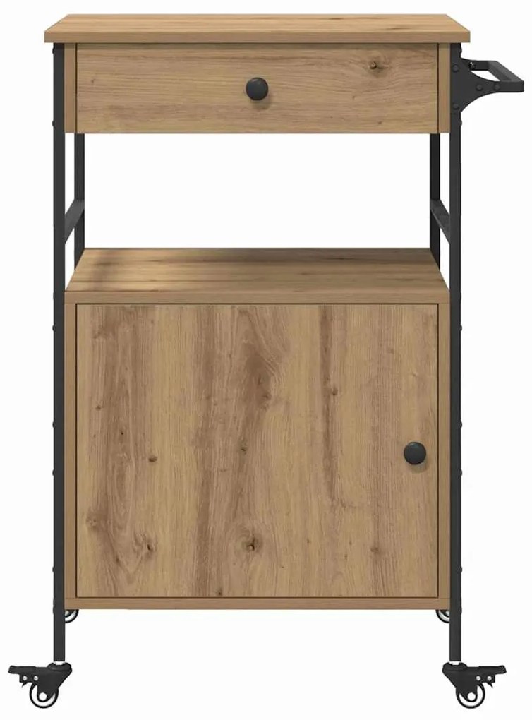 Carrinho de Cozinha Carvalho Artesanal 56x43x89,5 cm Madeira Engenhari