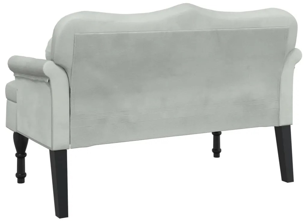 Banco com almofadões 120,5x65x75 cm veludo cinzento-claro