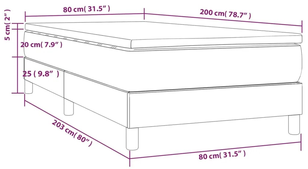 Cama com molas/colchão 80x200 cm tecido castanho-escuro