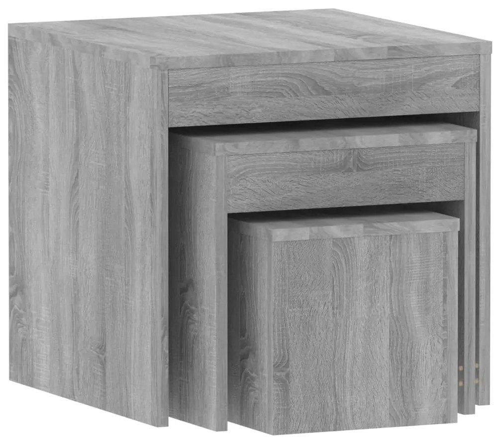 Mesas de encastrar 3 pcs derivados de madeira cinzento sonoma