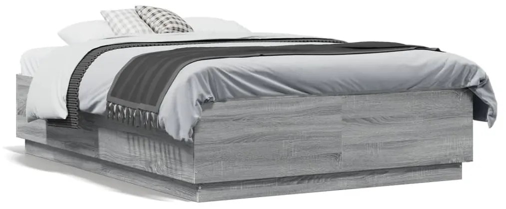 vidaXL Estrutura cama 120x190 cm derivados de madeira cinzento sonoma