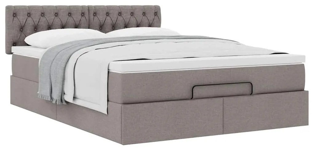 Cama otomana com colchão 140x200 cm tecido cinza
