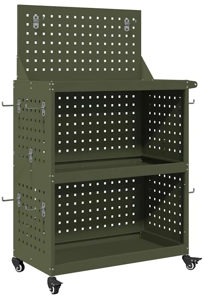 Carro de Ferramentas Verde-oliva 65 x 35 x 111 cm Metal