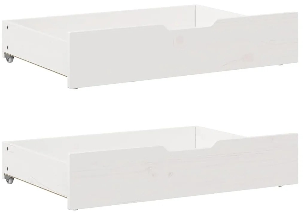 Estrutura de cama com gavetas 140x190 cm pinho maciço branco