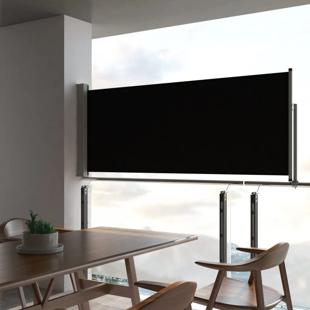 vidaXL Toldo lateral retrátil para pátio 100x300 cm preto