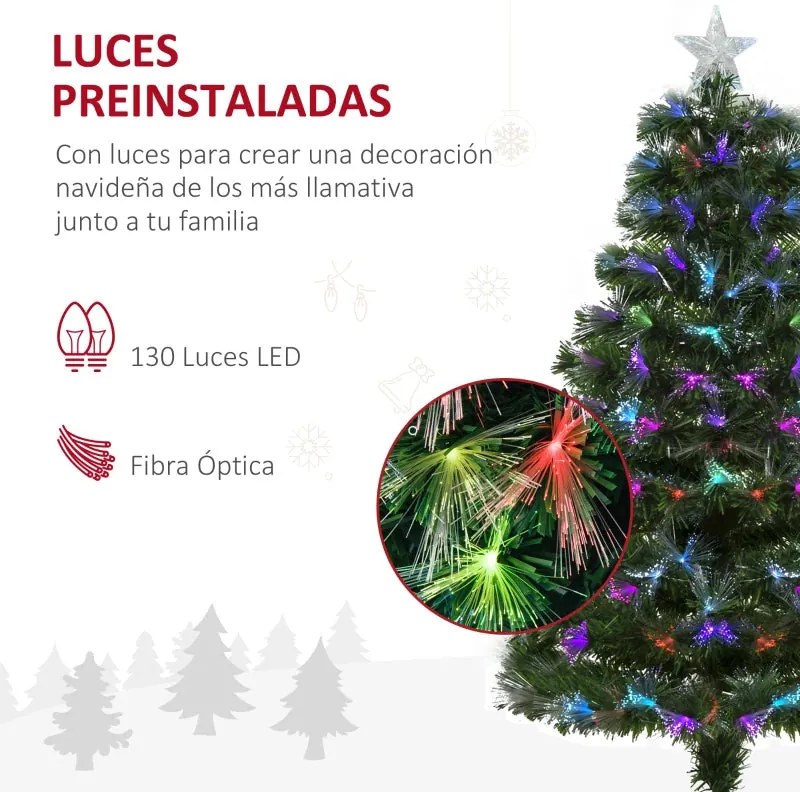 Árvore de Natal com 130 Luzes LED e Estrela - 120 cm