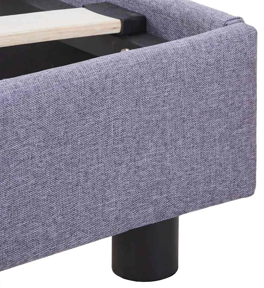 Estrutura de cama sem colchão 135x190 cm tecido cinzento-claro