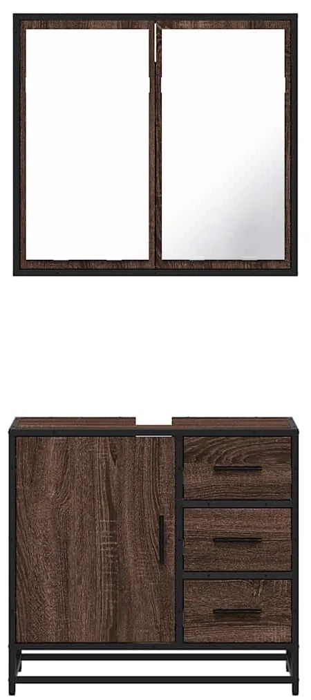 2 pcs conj. móveis WC derivados madeira cor carvalho castanho