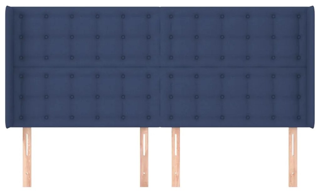 Cabeceira de cama c/ abas tecido 183x16x118/128 cm azul