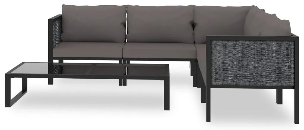 6 pcs conjunto lounge de jardim c/ almofadões vime PE antracite