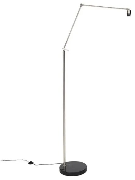 Candeeiro de pé moderno em aço com cúpula em linho preto 45 cm - Editor Moderno