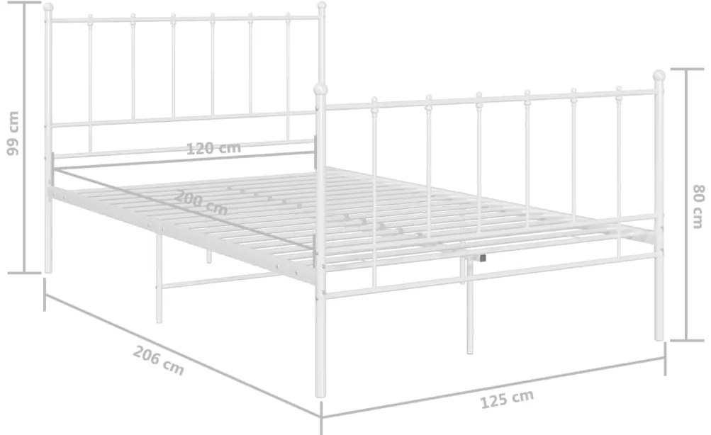 Estrutura de cama 120x200 cm metal branco