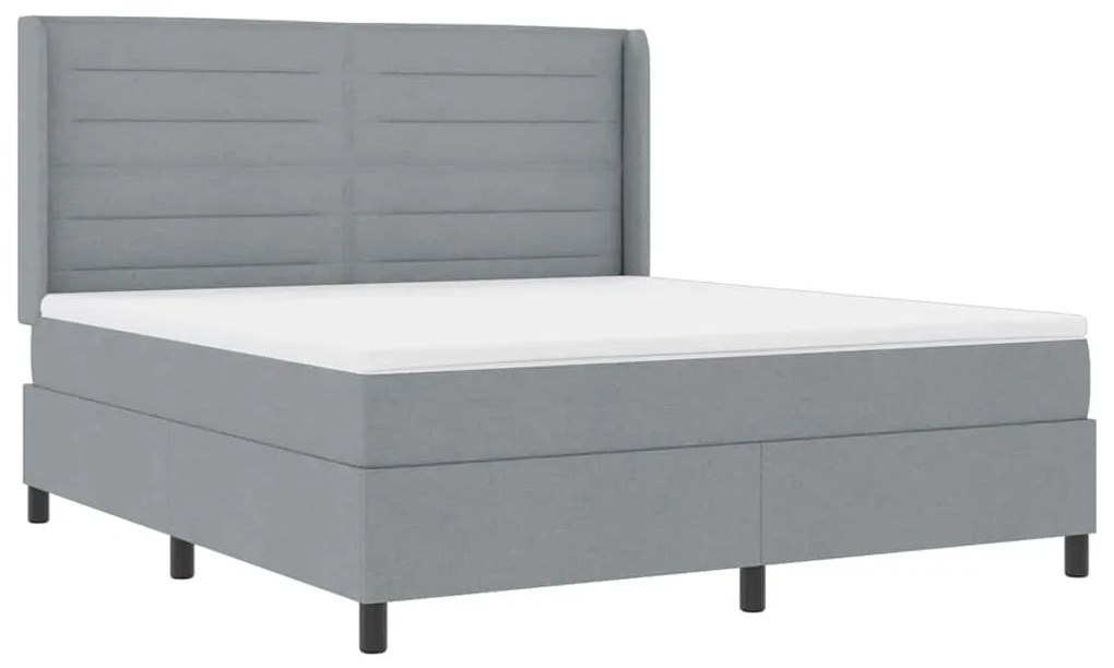 Cama Box com Colchão Cinza Claro 180x200 cm em Tecido
