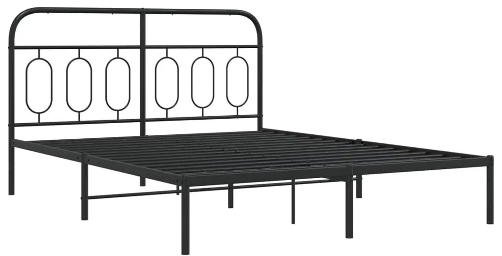 Estrutura de cama com cabeceira 140x200 cm metal preto