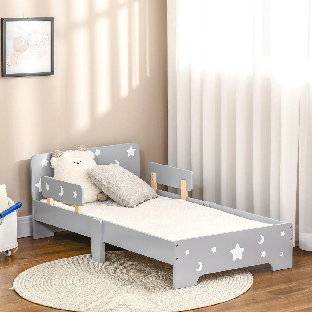 Cama para crianças dos 3 aos 6 anos 143 x 76 x 49 cm (COLCHÃO NÃO INCLUIDO), com design de estrelas e lua, base de ripas incluída, para quartos modern