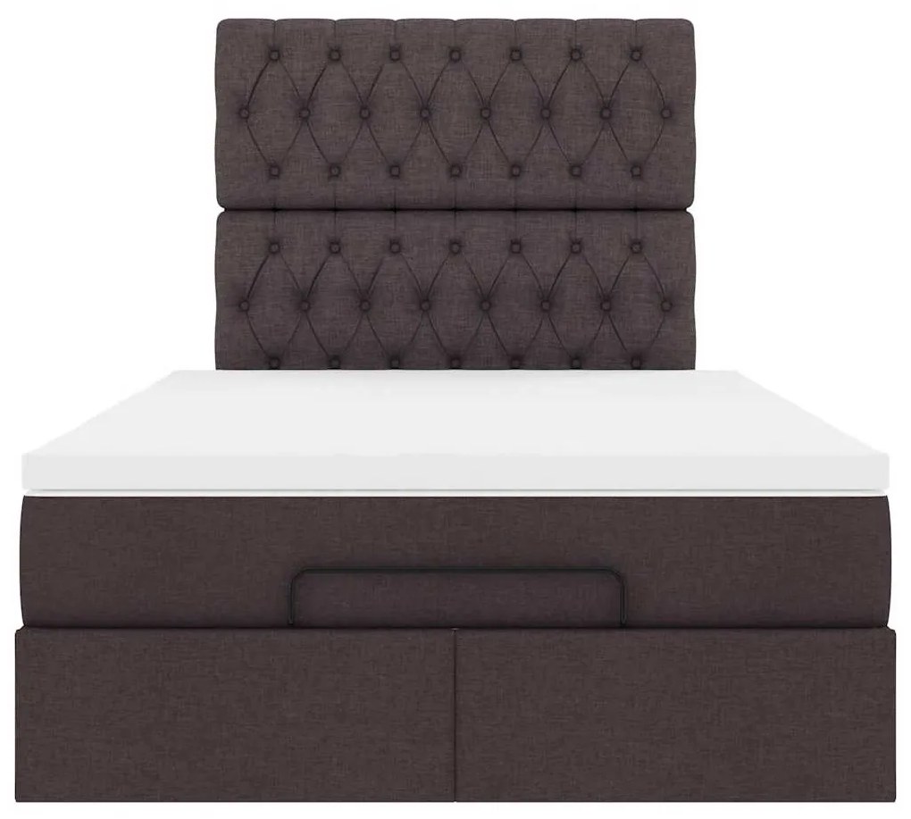Estrutura de cama otomana com colchão 120x190cm castanho escuro