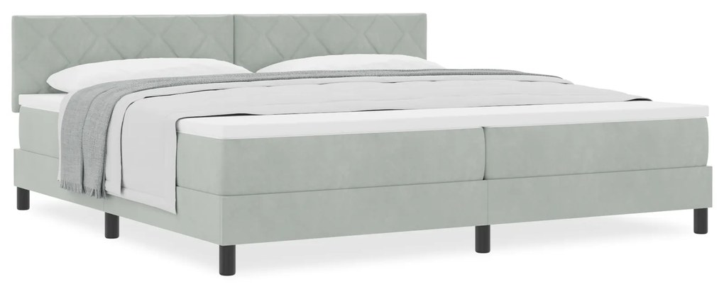 Cama Box Spring com Colchão vidaXL Cinza Claro 200x200 cm Veludo