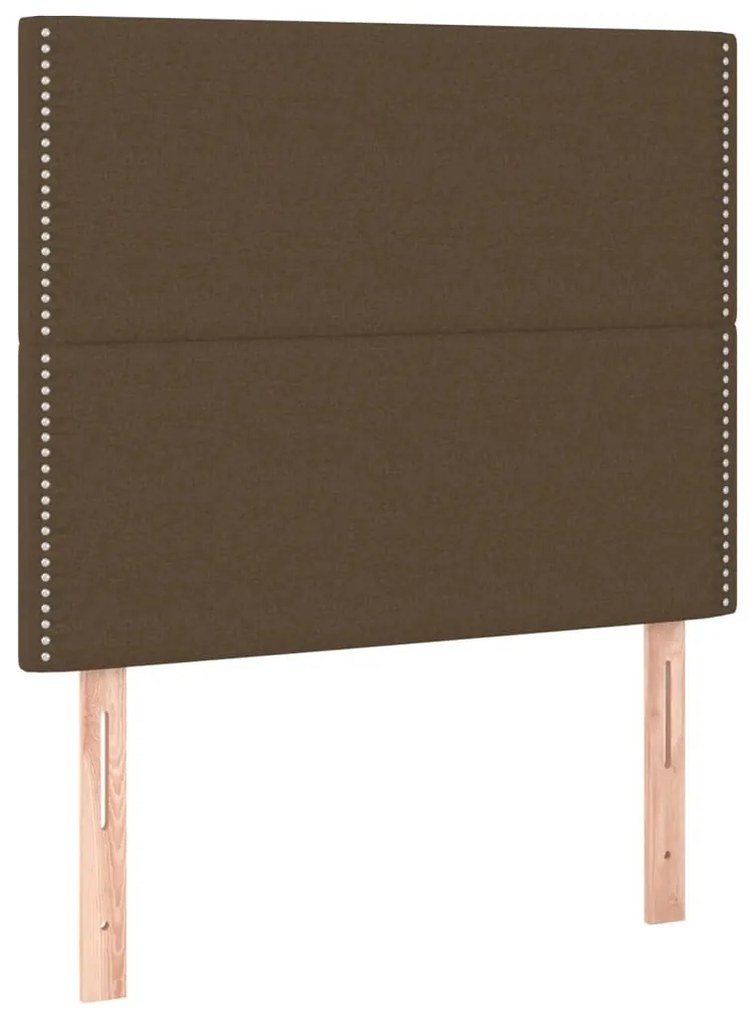 Estrutura de cama sem colchão 90x200 cm tecido castanho-escuro