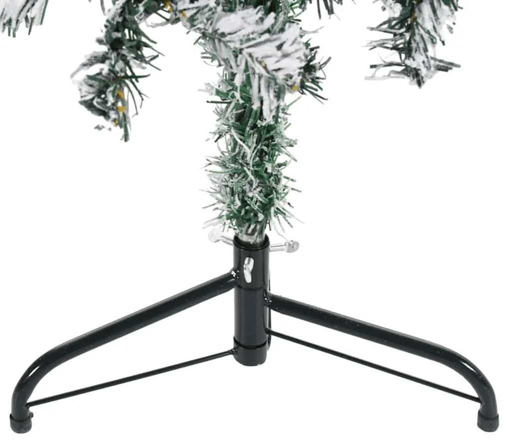 Meia árvore de Natal fina com flocos de neve 150 cm