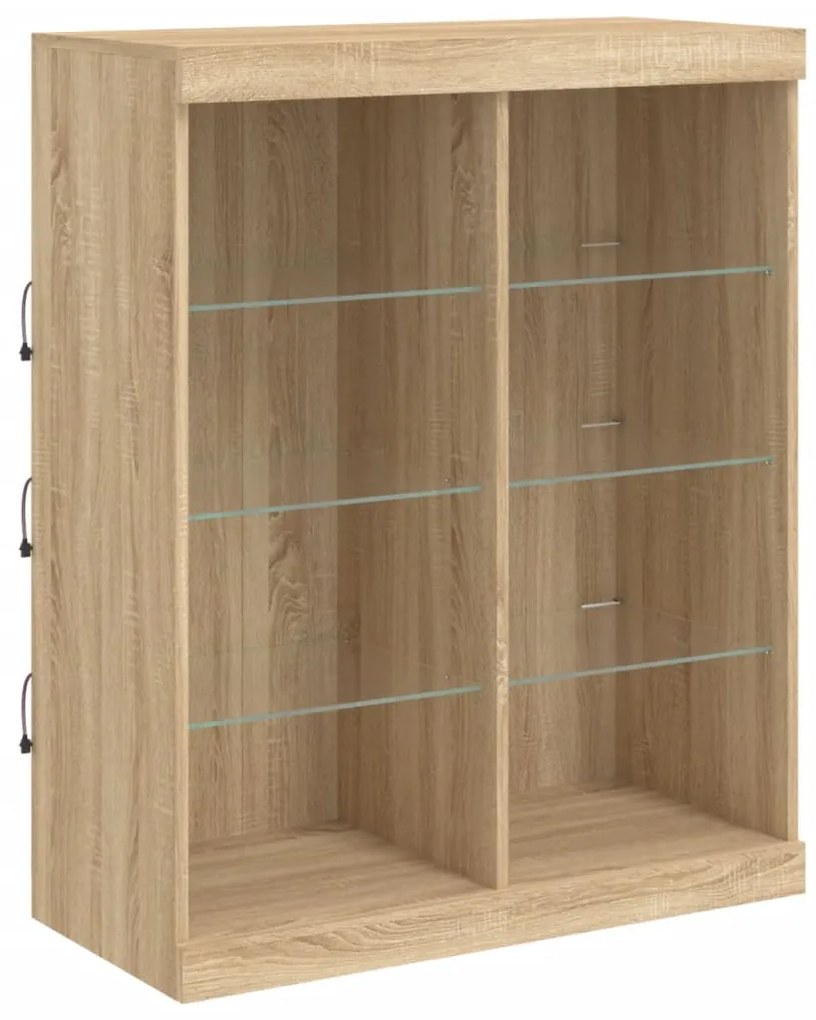 Aparador com luzes LED 202x37x100 cm carvalho sonoma